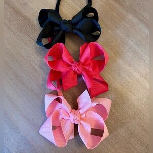 Stylish Baby Hair Bow Set - Black, Hot Pink, Pink